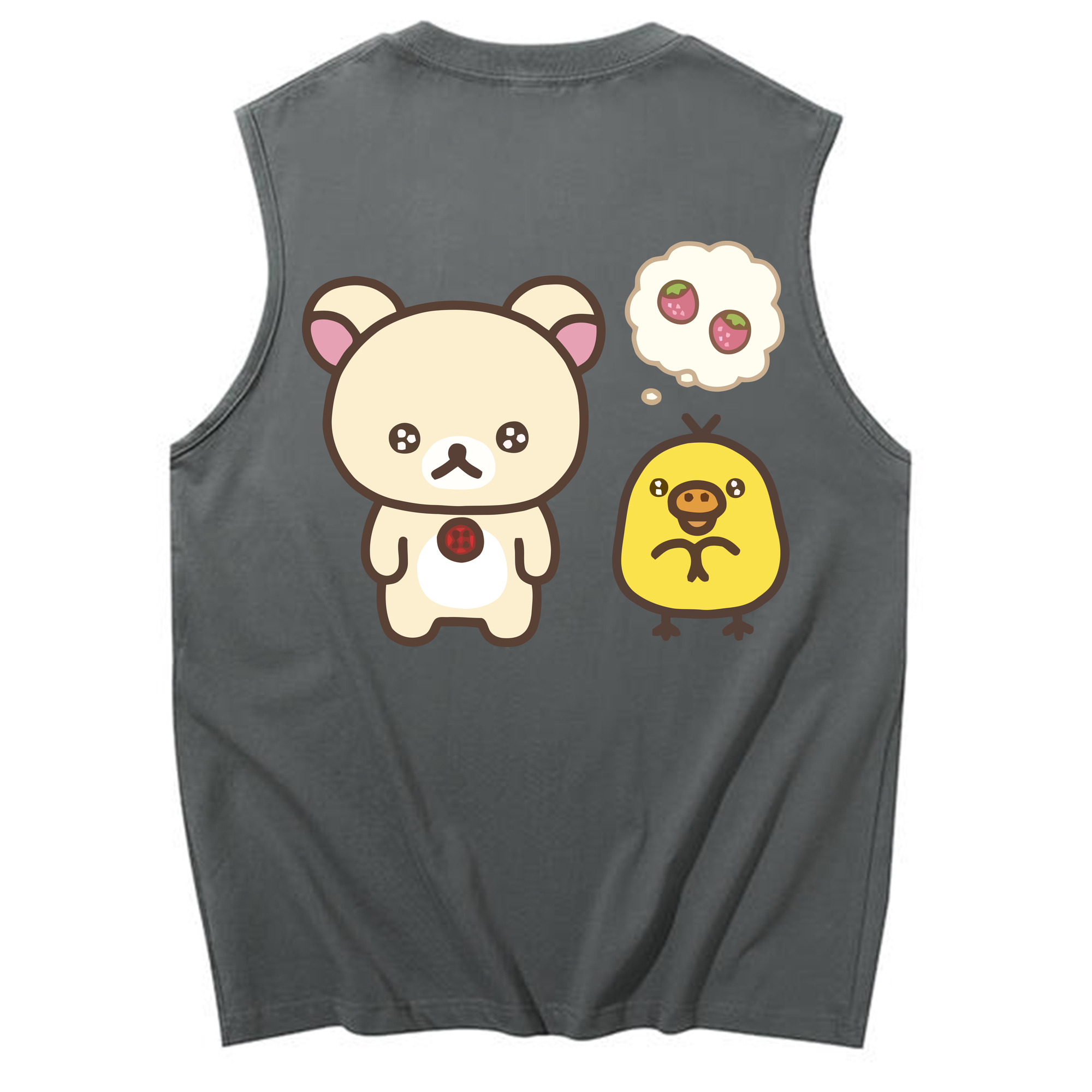 （画像用） リラックマ リラックマ キイロイトリ Rilakkuma Korilakkuma Kiiroitori コットン100％タンクトップ（背面プリント）